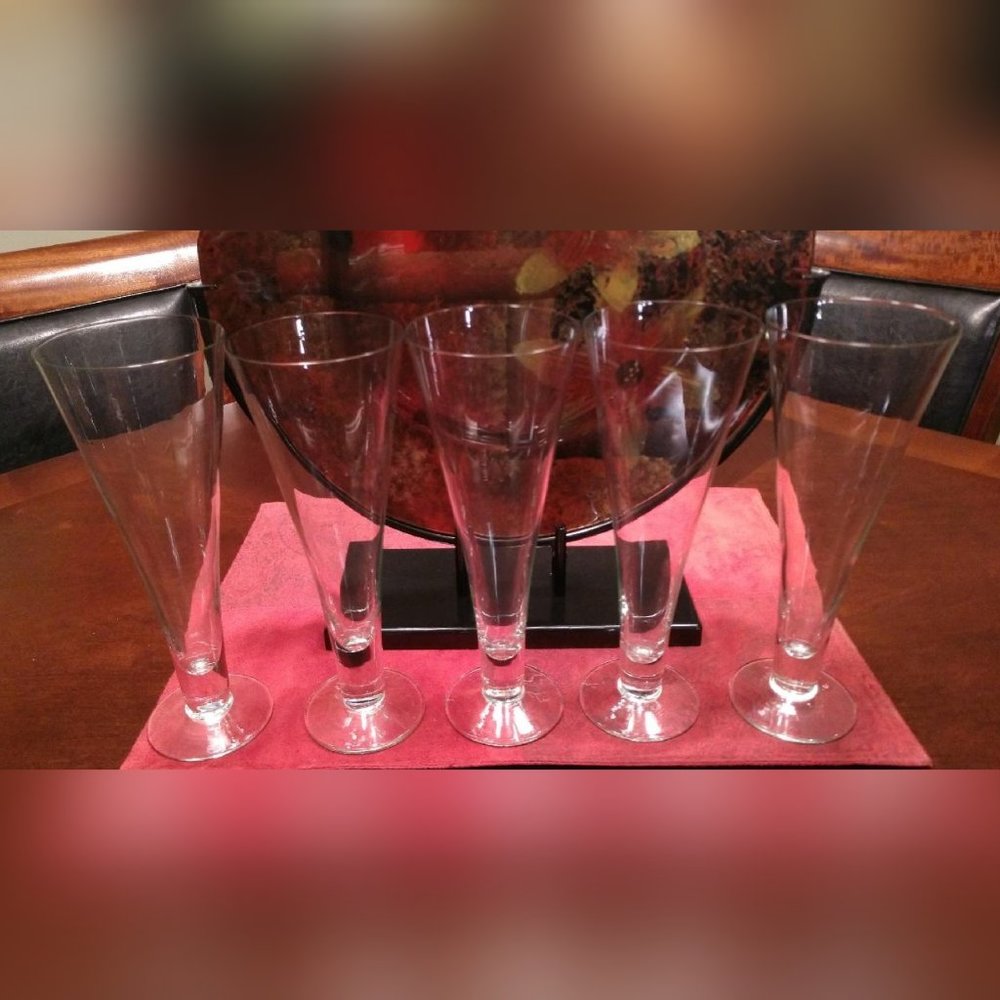Vintage 1970's Mouth Blown Champagne/Pilsner Glasses-5